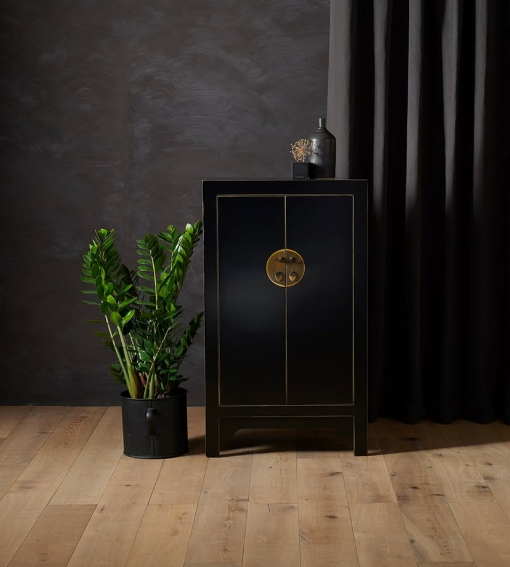 Medium Black Satin Cabinhet - with gilt edges