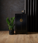 Medium Black Satin Cabinhet - with gilt edges